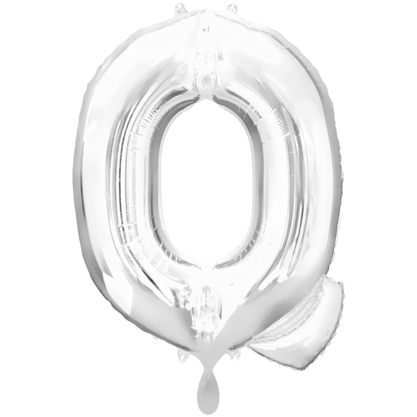 Folienballon XXL "Buchstabe Q Silber" - 86 cm - gefüllt