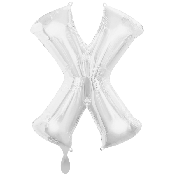 Folienballon XXL "Buchstabe X Silber" - 86 cm - gefüllt