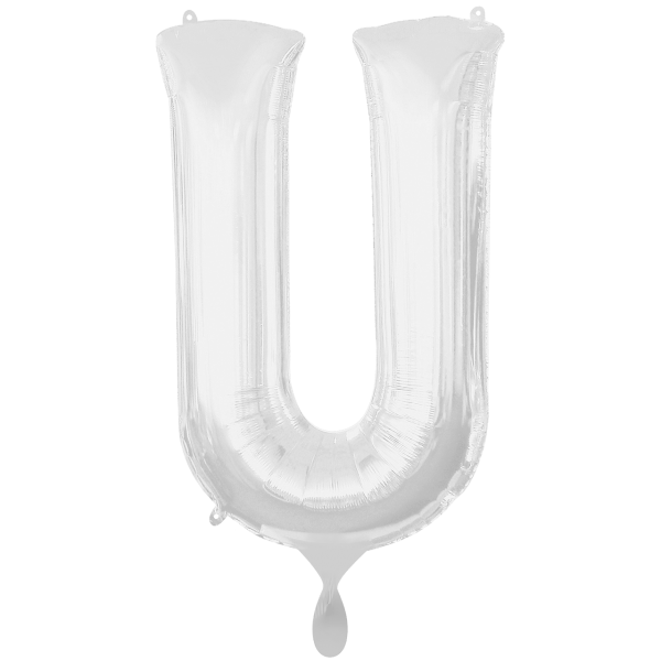Folienballon XXL "Buchstabe U Silber" - 86 cm - gefüllt