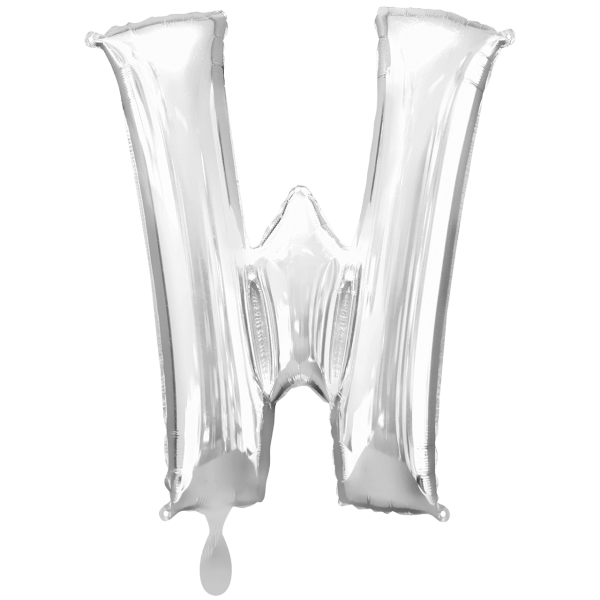 Folienballon XXL "Buchstabe W Silber" - 86 cm - gefüllt