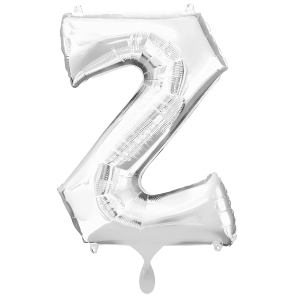 Folienballon XXL "Buchstabe Z Silber" - 86 cm - gefüllt