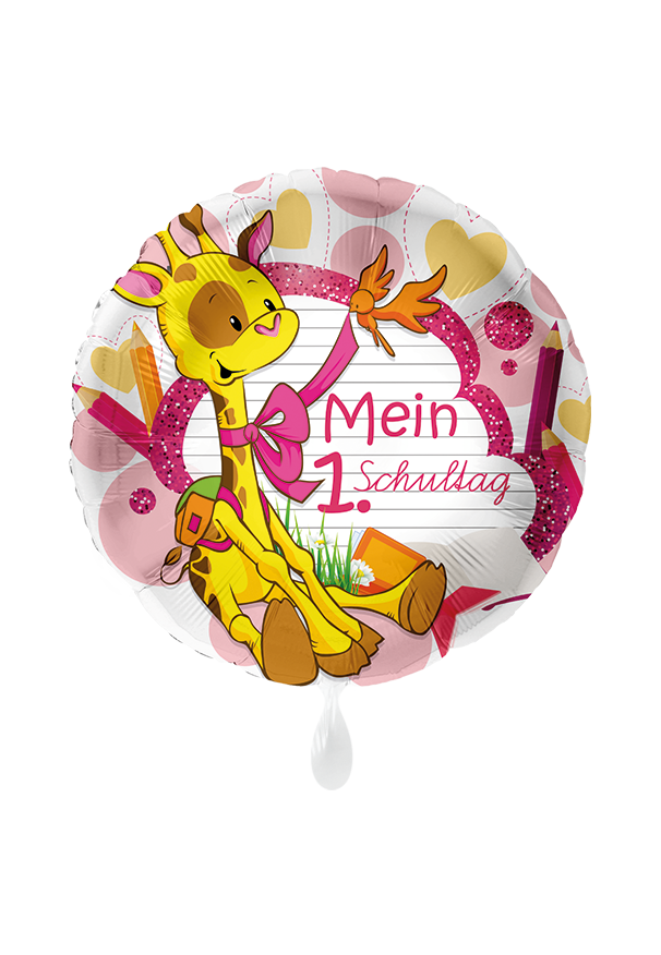 Folienballon "Mein 1. Schultag Giraffe" - 45 cm - gefüllt