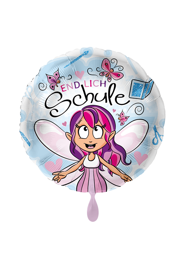 Folienballon "Endlich Schule Fee" - 45 cm - gefüllt