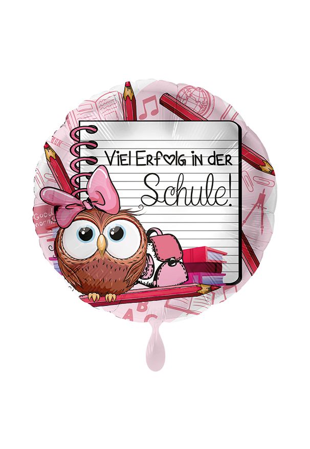 Folienballon "Viel Erfolg in der Schule rosa" - 45 cm - gefüllt