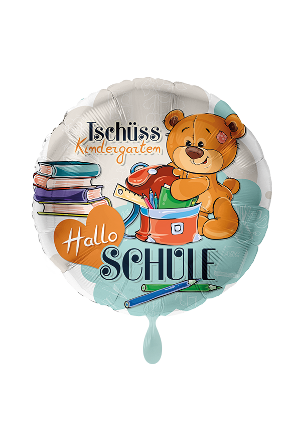 Folienballon "Hallo Schule" - 43 cm - gefüllt