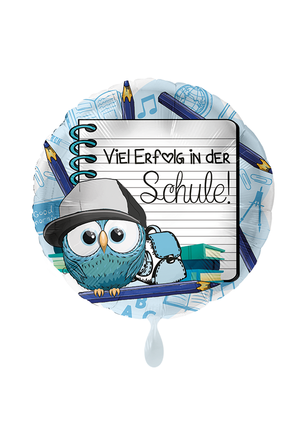 Folienballon "Viel Erfolg in der Schule blau" - 45 cm - gefüllt