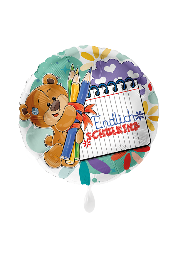 Folienballon "Endlich Schulkind Teddy" - 45 cm - gefüllt