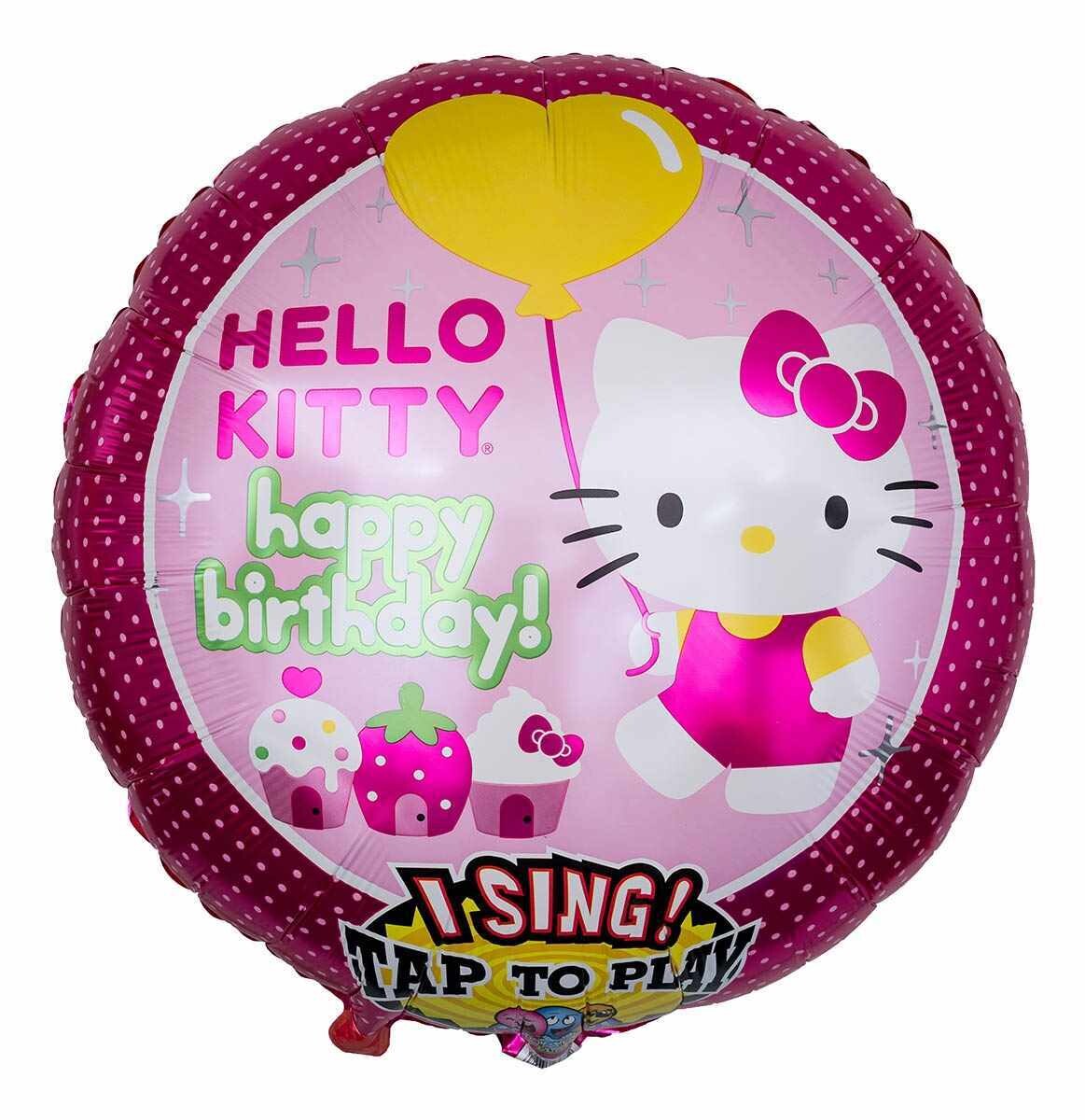 Folienballon XXL singend "Happy Birthday Hello Kitty" - 71 cm - gefüllt