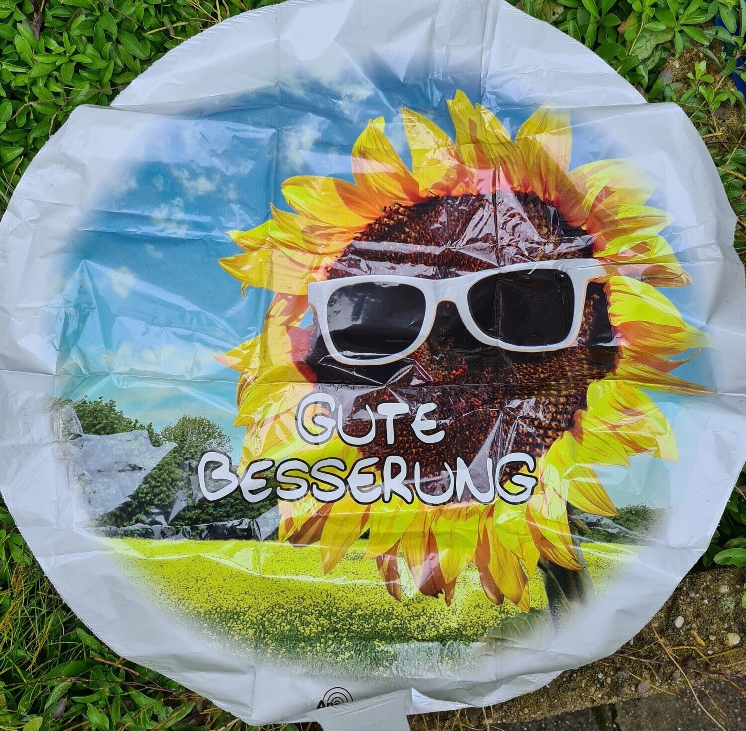 Folienballon "Gute Besserung Sonnenblume " - 45 cm - gefüllt