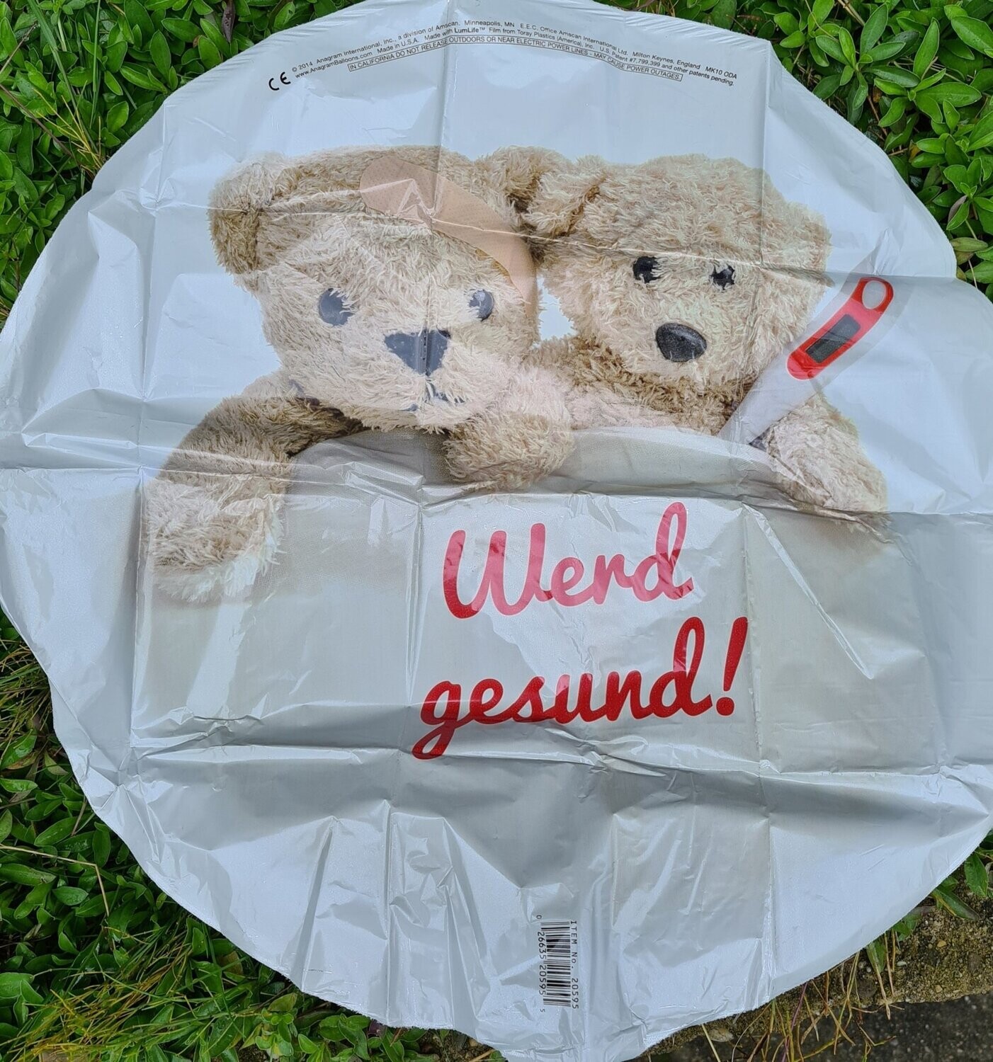 Folienballon "Werd Gesund Teddybären " - 45 cm - gefüllt