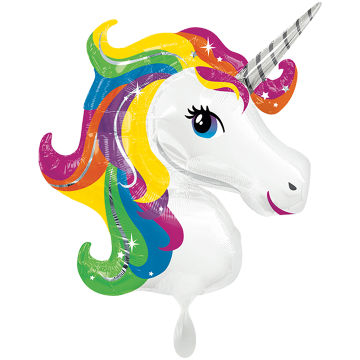 Folienballon XXL Rainbow Unicorn - ca. 83 cm x 73 cm - gefüllt