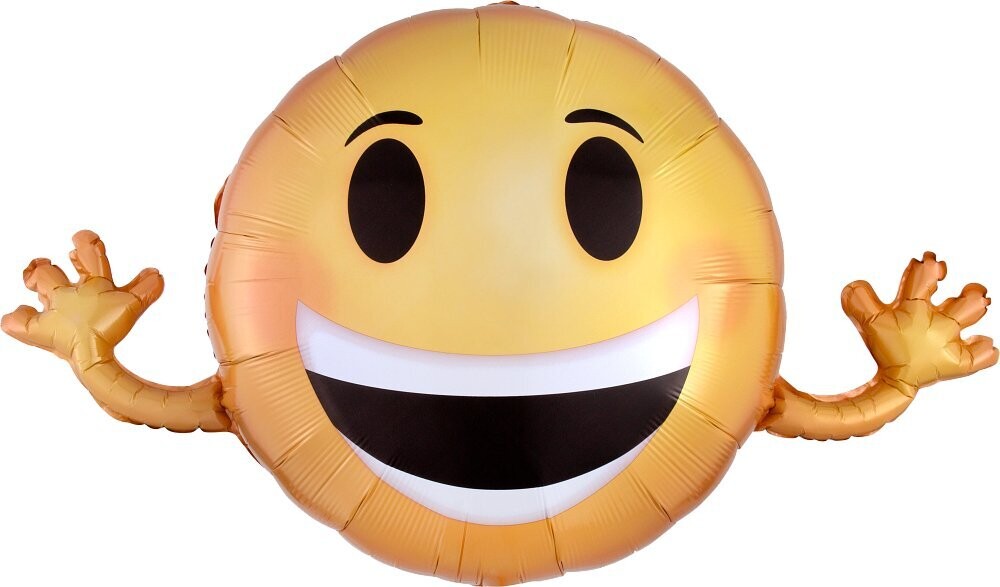 Folienballon "Smiley mit Händen" - 58 cm x 99 cm - gefüllt