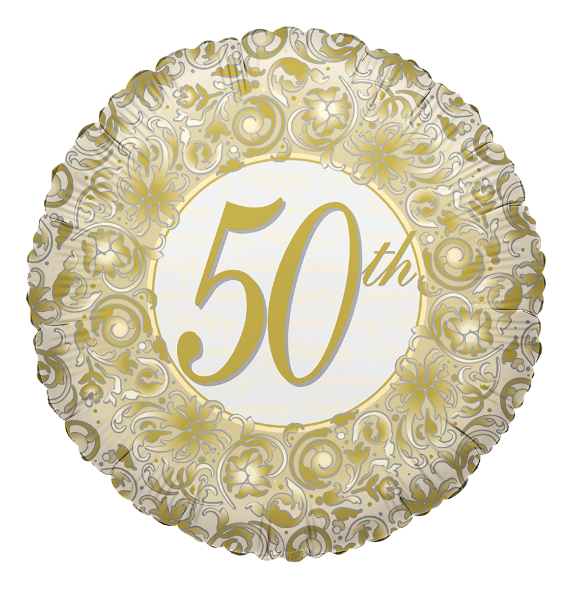 Folienballon "50th" (zur Goldhochzeit) - 46 cm - gefüllt