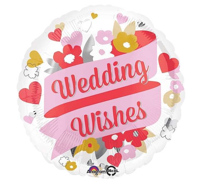 Folienballon "Wedding Wishes flowers" - 43 cm - gefüllt