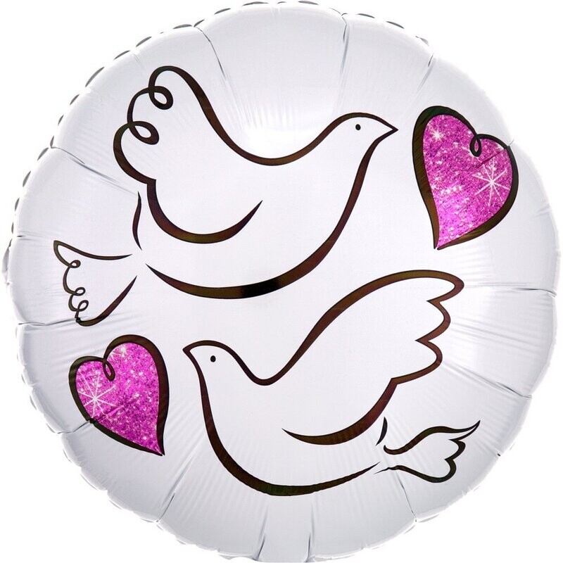 Folienballon "Wedding doves" - 43 cm - gefüllt