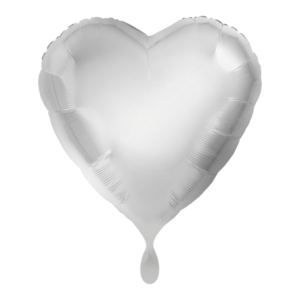 Folienballon Herz "Silber" - 45 cm - gefüllt