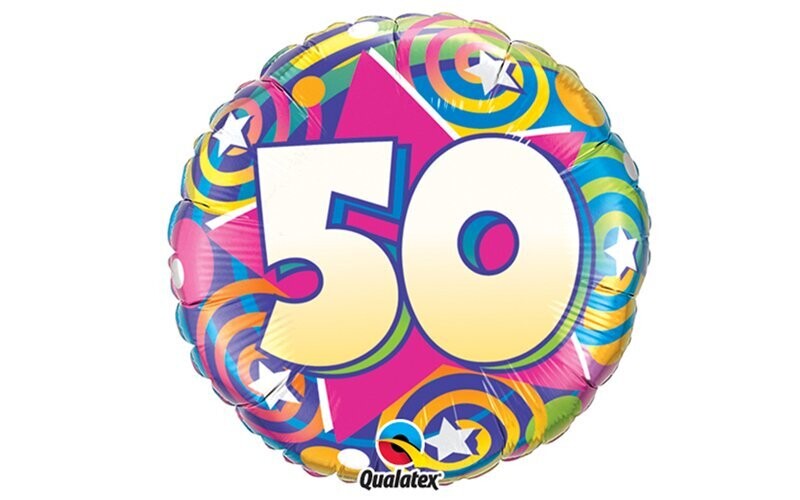 Folienballon Folienballon "Geburtstag 50 Stern" - 45 cm - gefüllt