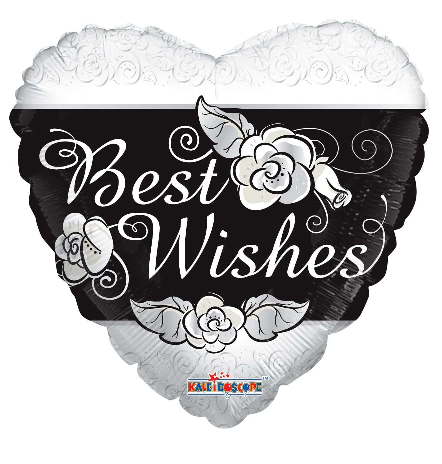 Folienballon Hochzeit Best Wishes - 43 cm - gefüllt
