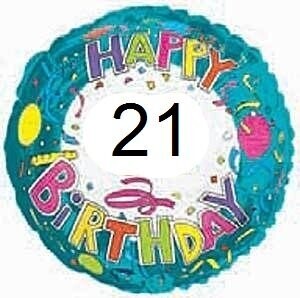 Folienballon Folienballon "21" - 45 cm - gefüllt