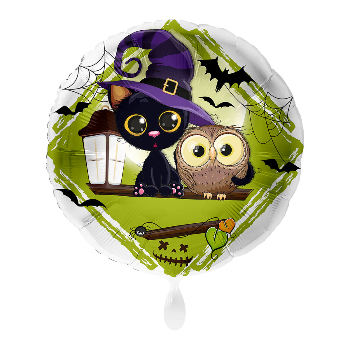 Folienballon "Halloween Katze & Eule" - 45 cm - gefüllt
