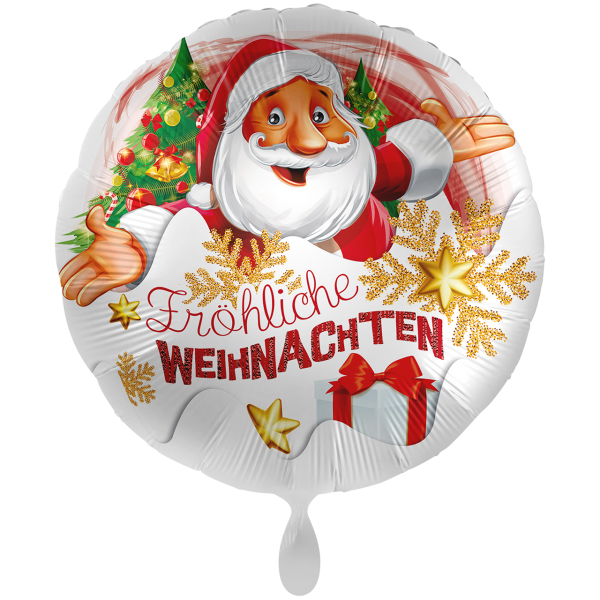 Folienballon "X-MAS Santa Fröhliche Weihnachten" - 45 cm - gefüllt