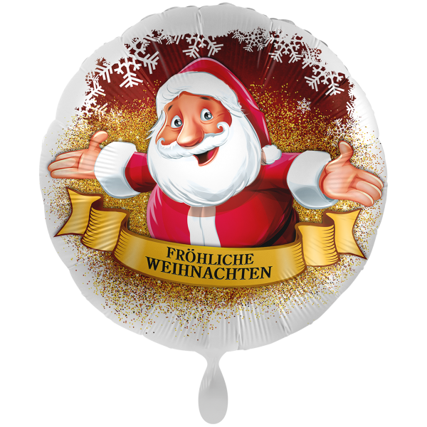 Folienballon "X-MAS Santa mit Banner" - 45 cm - gefüllt