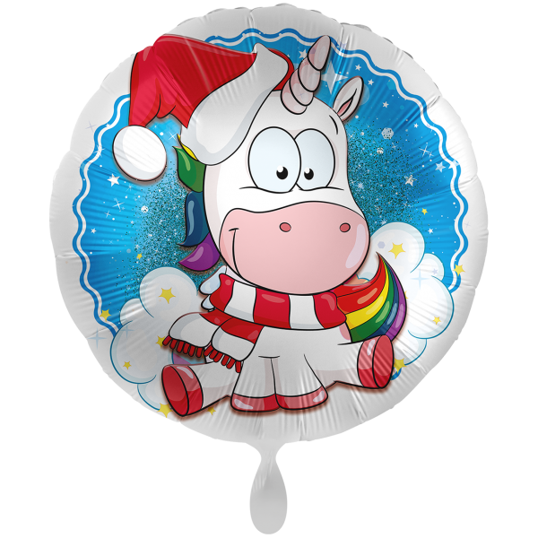 Folienballon "X-MAS Einhorn" - 45 cm - gefüllt