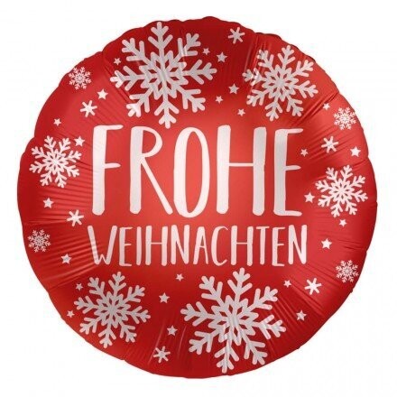 Folienballon "X-MAS Snowflakes Rot" - 45 cm - gefüllt