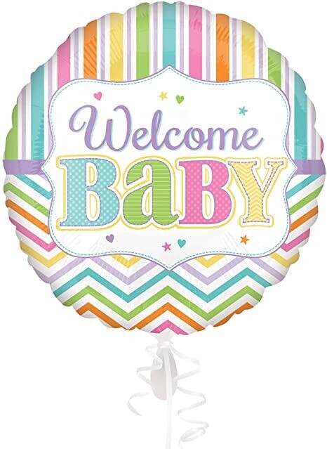 Folienballon "Baby Welcome Streifen" - 43 cm - gefüllt