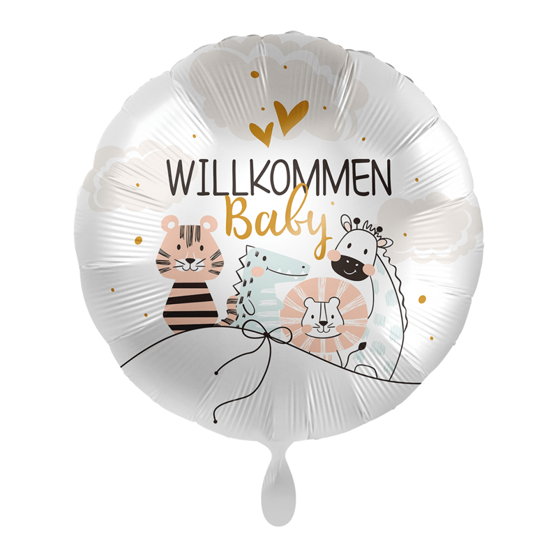 Folienballon "Baby Willkommen Tiere" - 43 cm - gefüllt