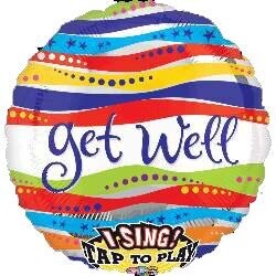 Folienballon XXL singend "Get Well" - 71 cm - gefüllt