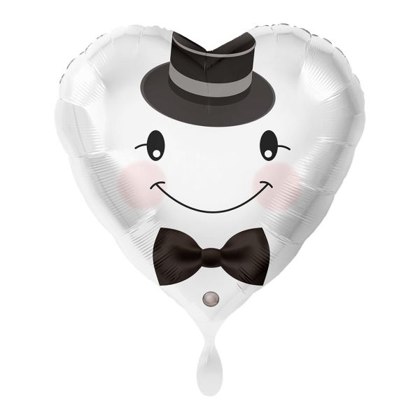 Folienballon Hochzeit Herz Bräutigam - 43 cm - gefüllt