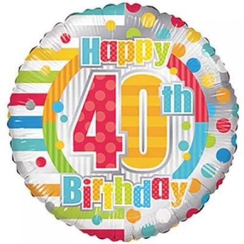 Folienballon Folienballon "Happy 40th Birthday" - 43 cm - gefüllt