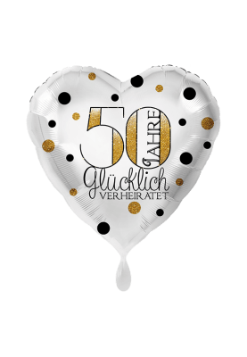 Folienballon "Goldhochzeit - 50 Jahre glücklich verheiratet" - 45 cm - gefüllt