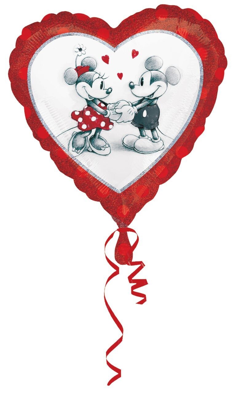 Folienballon Herz  Mickey & Minnie - 45 cm - gefüllt
