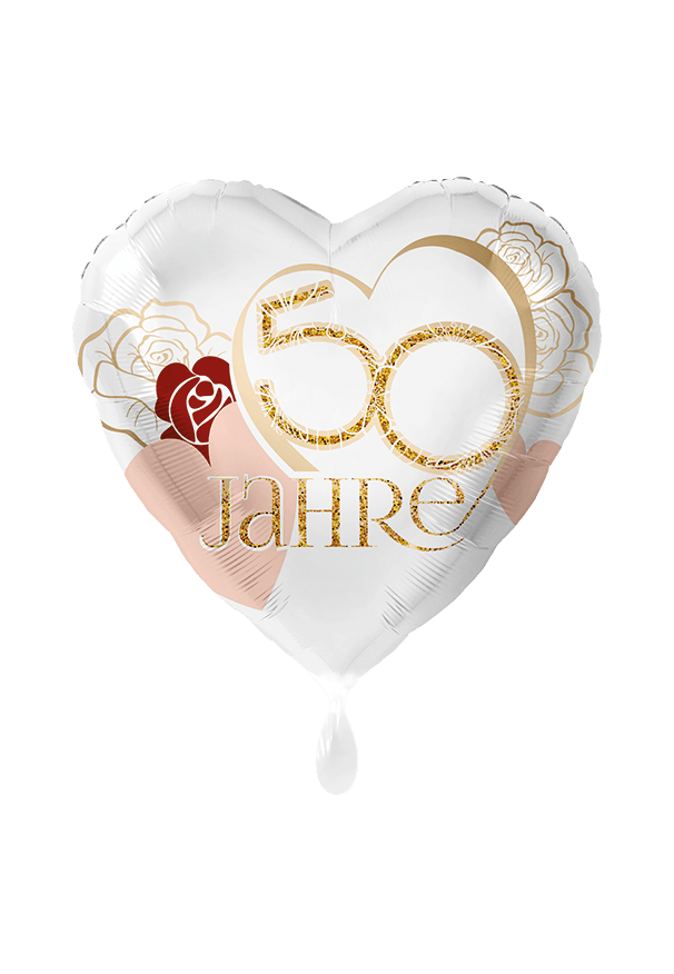 Folienballon "Goldhochzeit - 50 Jahre Rosen" - 45 cm - gefüllt