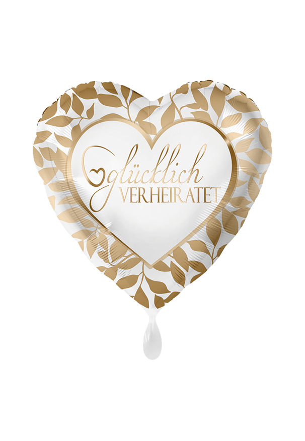 Folienballon Hochzeit Glücklich verheiratet - 43 cm - gefüllt