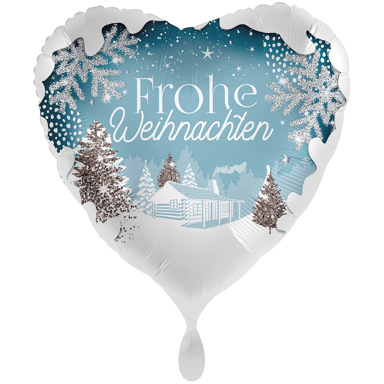 Folienballon "X-MAS Herz Frohe Weihnachten" - 45 cm - gefüllt