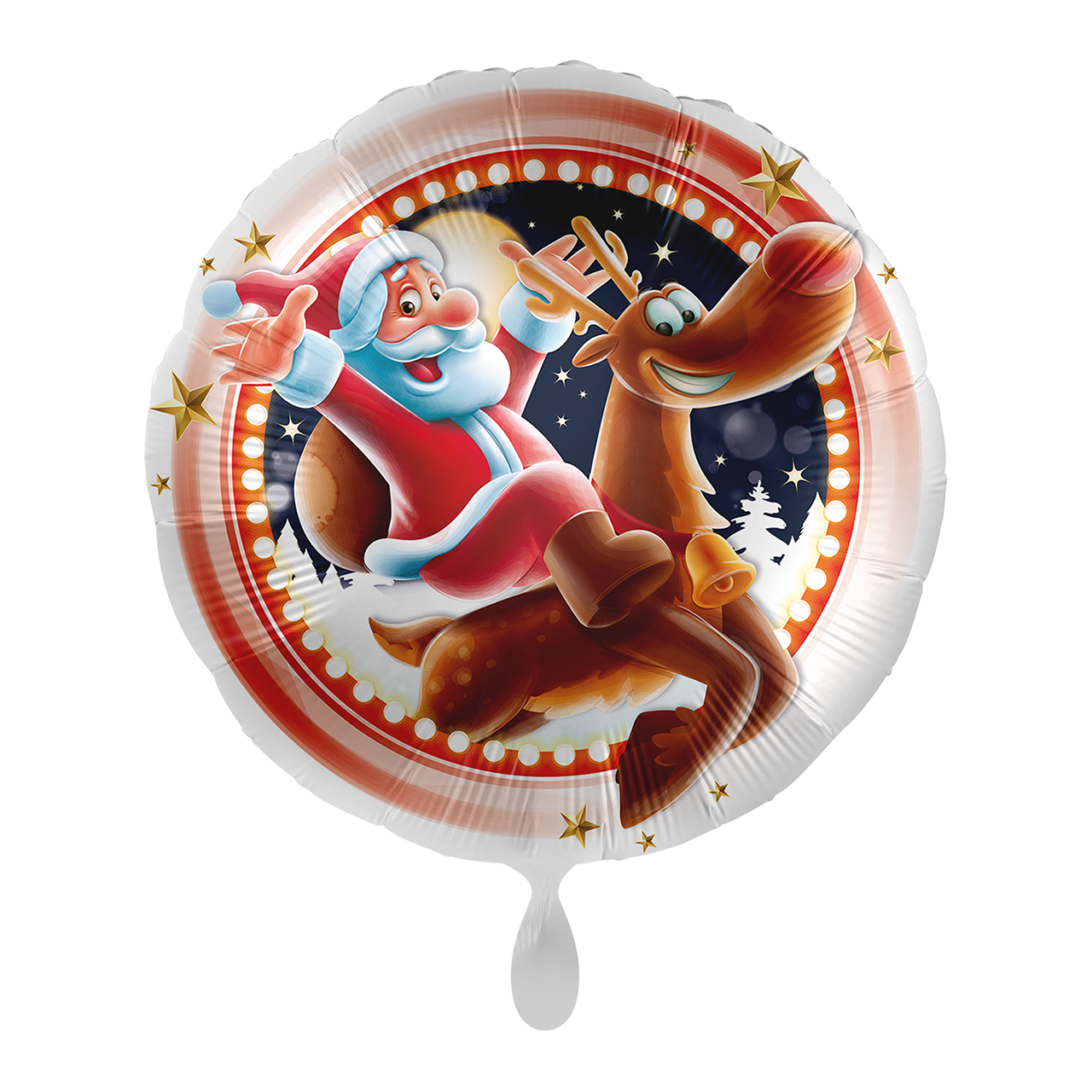 Folienballon "X-MAS Santa mit Rentier" - 45 cm - gefüllt