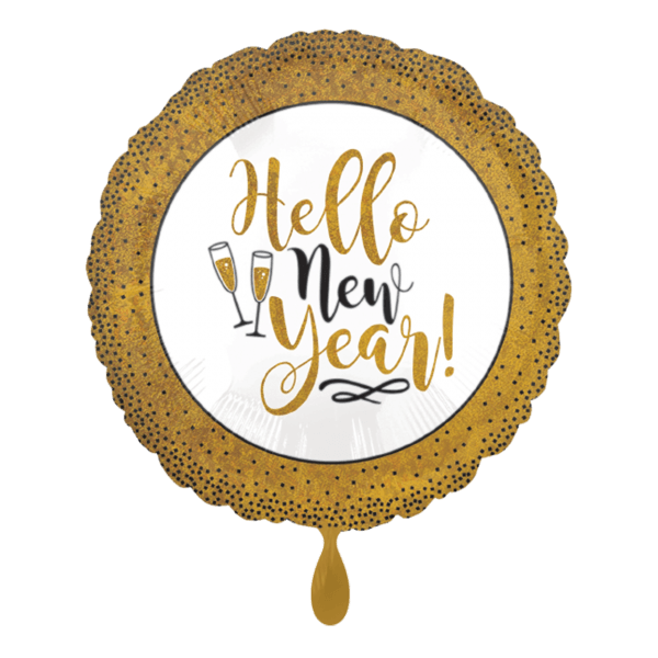Folienballon "Silvester gold" - 45 cm - gefüllt