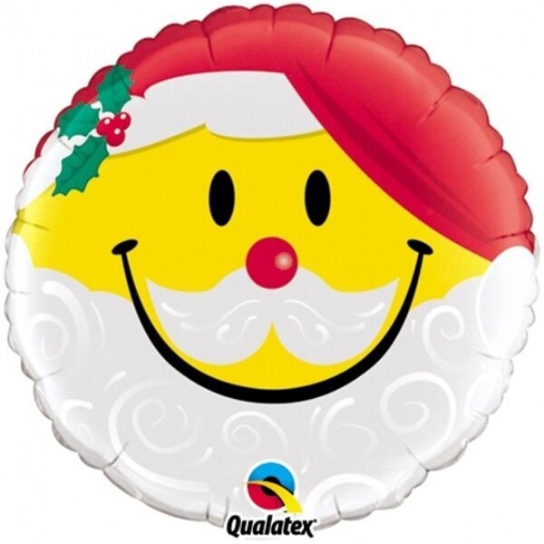 Folienballon "X-MAS Weihnachtssmiley" - 45 cm - gefüllt