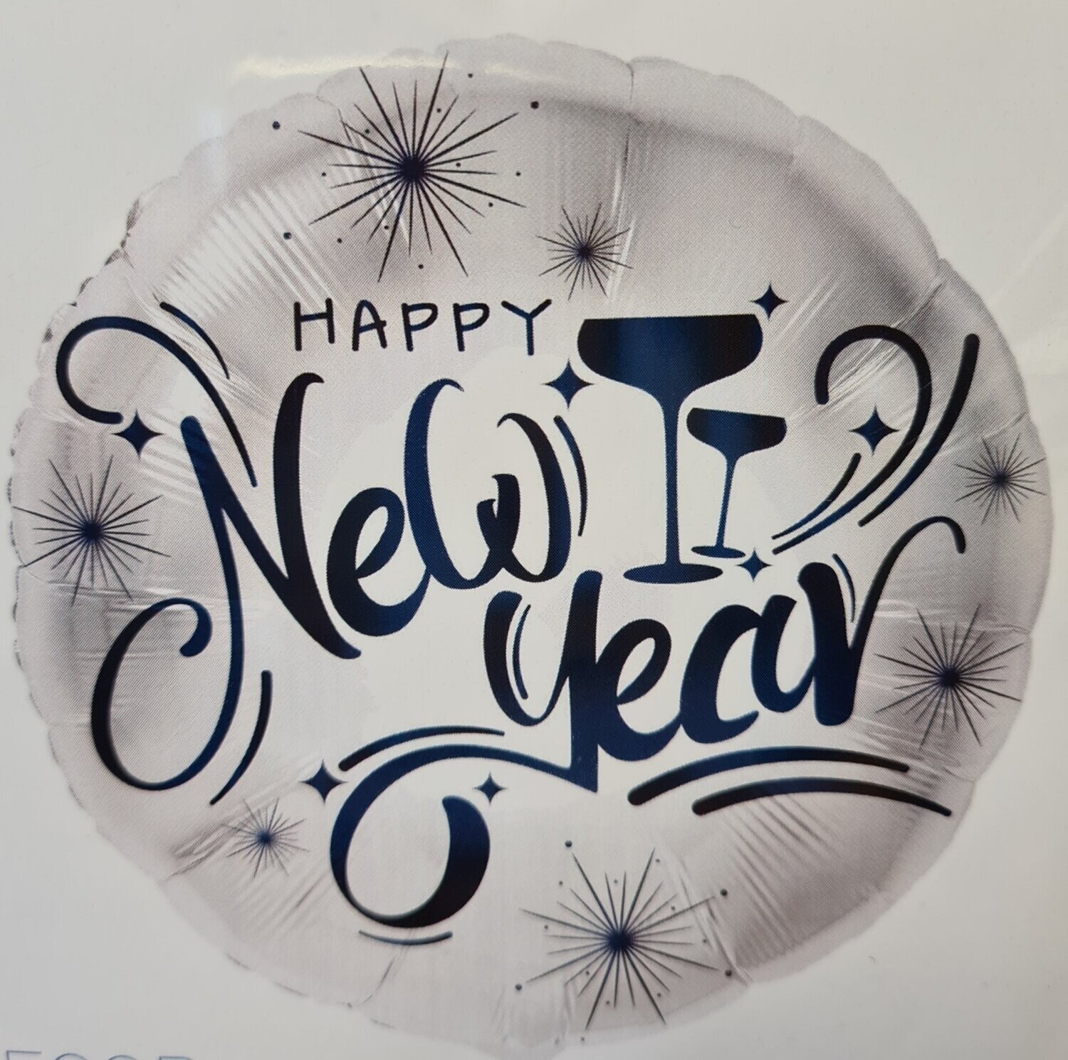 Folienballon "Silvester Silber" - 45 cm - gefüllt