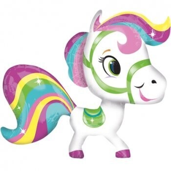 Folienballon XL Regenbogenpony - 53 x 48 cm - gefüllt