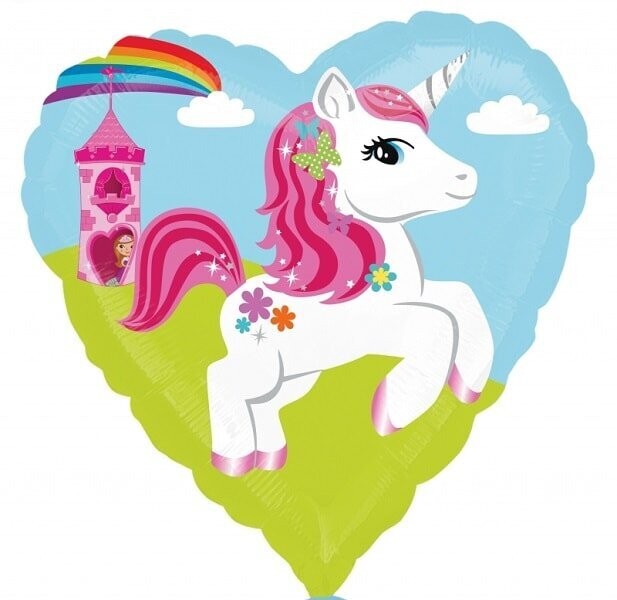 Folienballon "Einhorn Herz"  -  45 cm - gefüllt