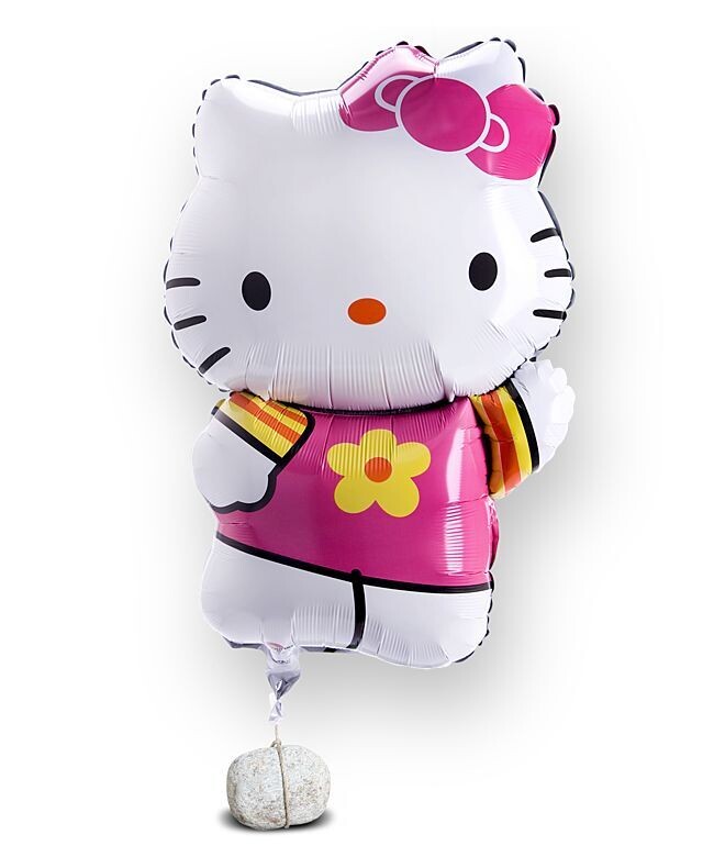 Folienballon XXL "Hello Kitty mit Blume" - 56 x 76 cm - gefüllt
