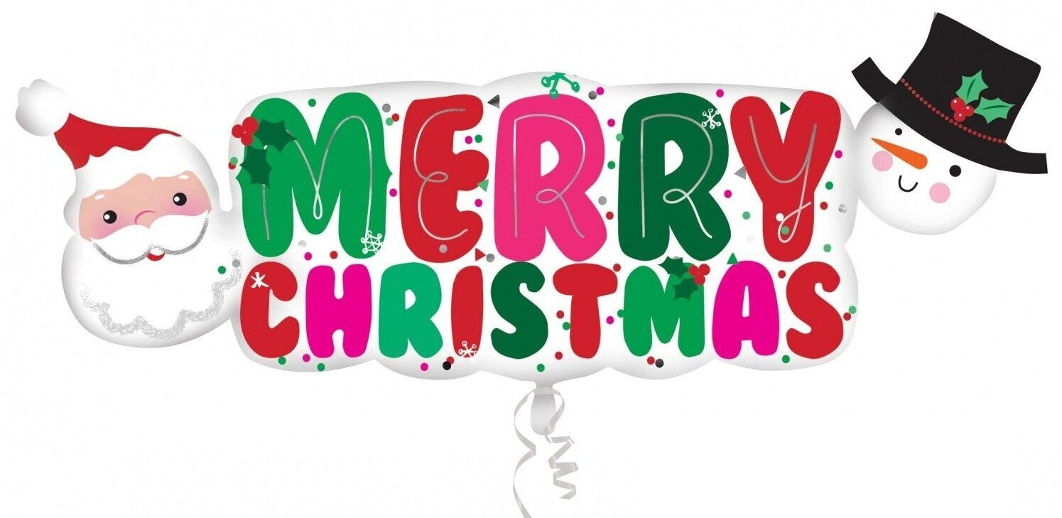 Folienballon XXL "X-MAS Merry Christmas" - 104 x 40 cm - gefüllt