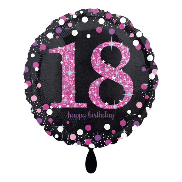 Folienballon Folienballon "18 Sparkling Pink" - 43 cm - gefüllt