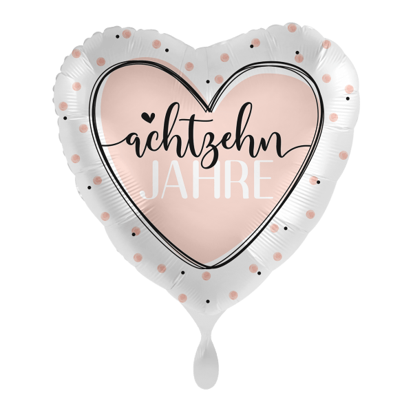 Folienballon Folienballon "18 Glossy Heart" - 43 cm - gefüllt