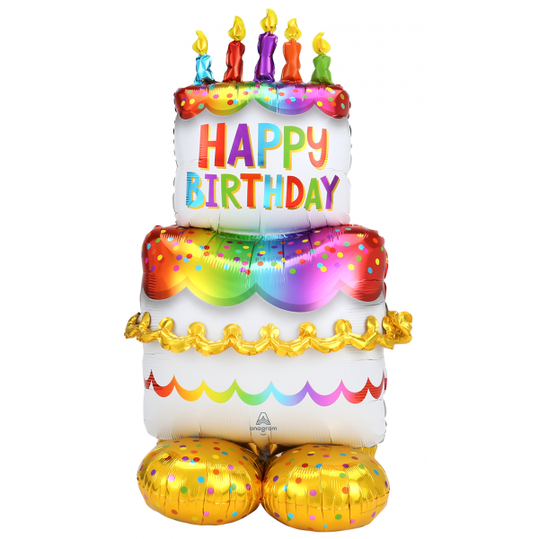 Folienballon AirLoonz XXL "Birthday Cake" - 134 cm - Nur für Luftfüllung!
