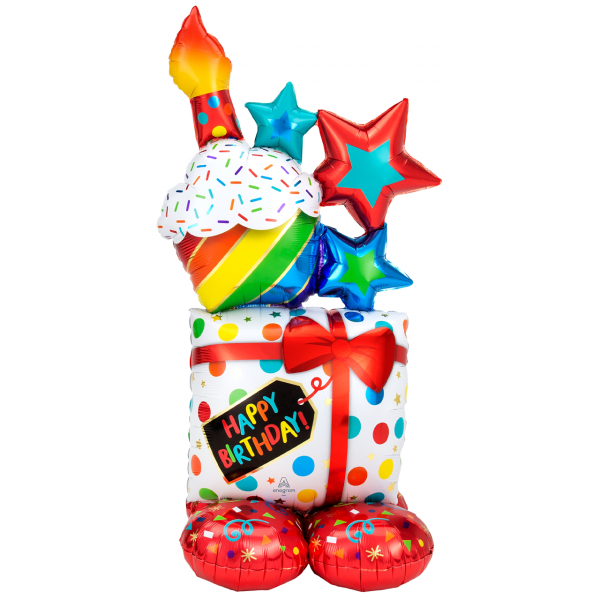 Folienballon AirLoonz XXL "Stacked Birthday Icons" - 139 cm - Nur für Luftfüllung!